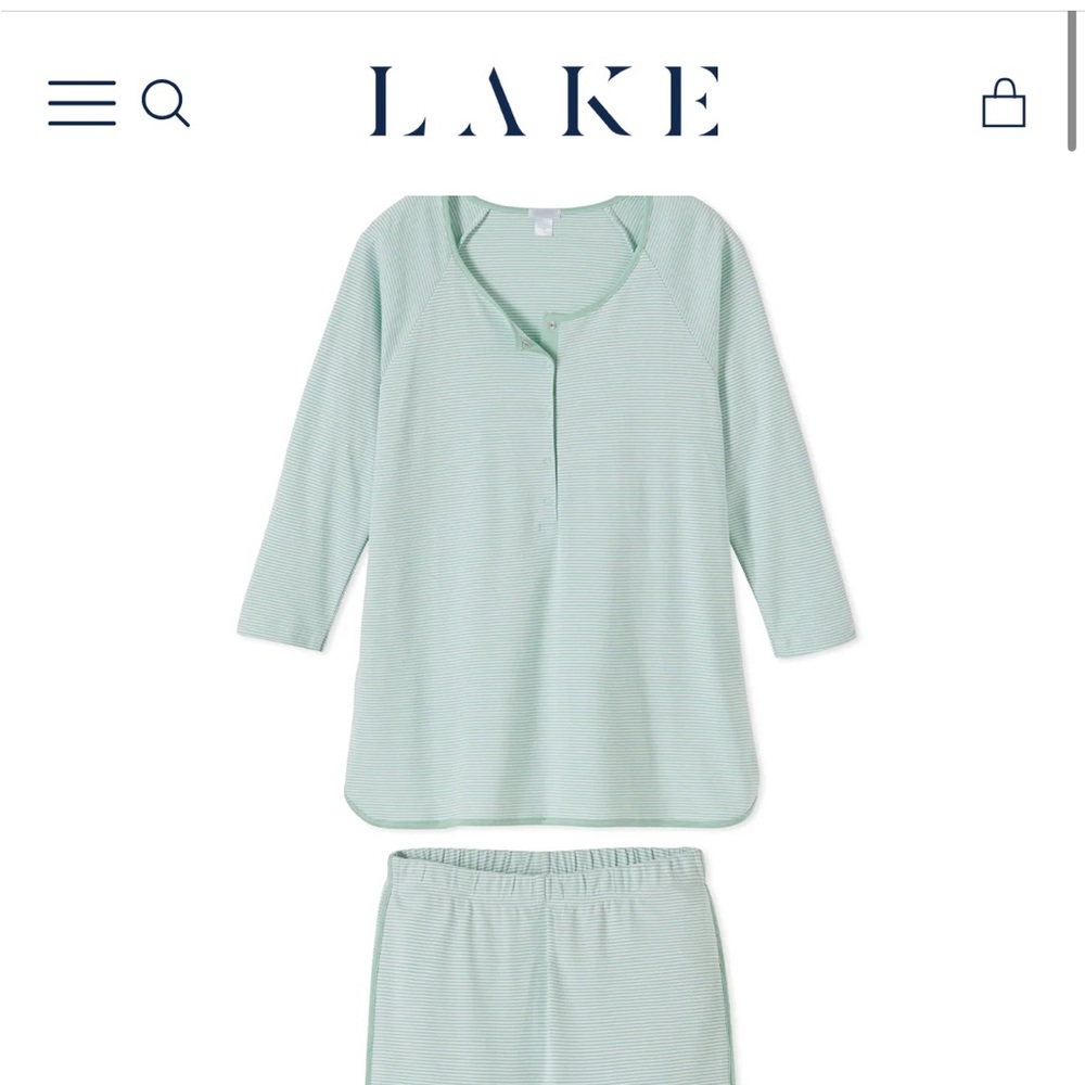 Lake pajamas Pima cotton maternity long long green